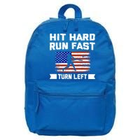 Hit Hard Run Fast Turn Left Baseball Gift 16 in Basic Backpack