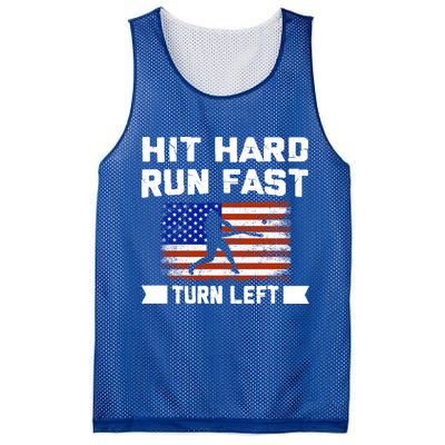Hit Hard Run Fast Turn Left Baseball Gift Mesh Reversible Basketball Jersey Tank