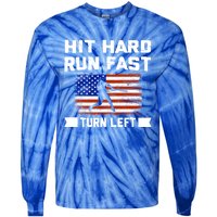 Hit Hard Run Fast Turn Left Baseball Gift Tie-Dye Long Sleeve Shirt