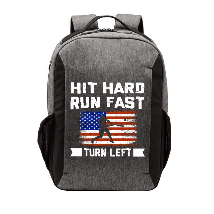 Hit Hard Run Fast Turn Left Baseball Gift Vector Backpack