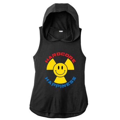 Hardcore Happiness Raver Smiley Face Rave Festival Ladies PosiCharge Tri-Blend Wicking Draft Hoodie Tank