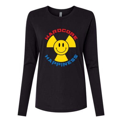 Hardcore Happiness Raver Smiley Face Rave Festival Womens Cotton Relaxed Long Sleeve T-Shirt