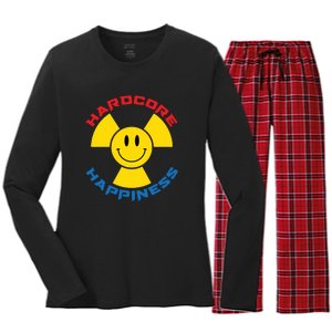 Hardcore Happiness Raver Smiley Face Rave Festival Women's Long Sleeve Flannel Pajama Set 