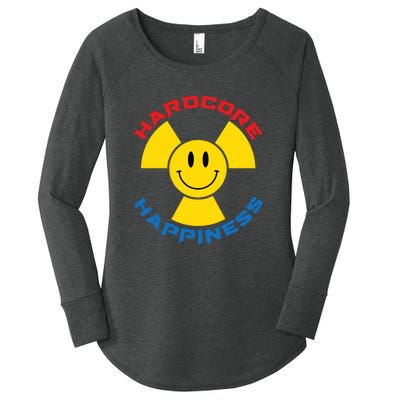 Hardcore Happiness Raver Smiley Face Rave Festival Women's Perfect Tri Tunic Long Sleeve Shirt