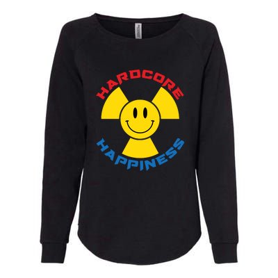 Hardcore Happiness Raver Smiley Face Rave Festival Womens California Wash Sweatshirt