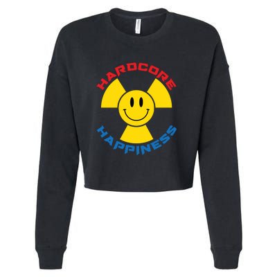 Hardcore Happiness Raver Smiley Face Rave Festival Cropped Pullover Crew