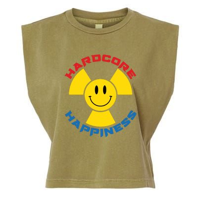 Hardcore Happiness Raver Smiley Face Rave Festival Garment-Dyed Women's Muscle Tee