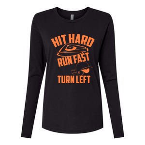 Hit Hard Run Fast Turn Left Baseball Softball Funny Fan Gift Womens Cotton Relaxed Long Sleeve T-Shirt