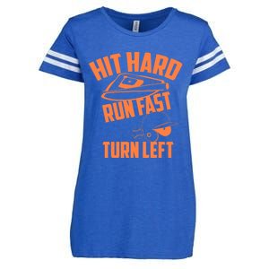 Hit Hard Run Fast Turn Left Baseball Softball Funny Fan Gift Enza Ladies Jersey Football T-Shirt