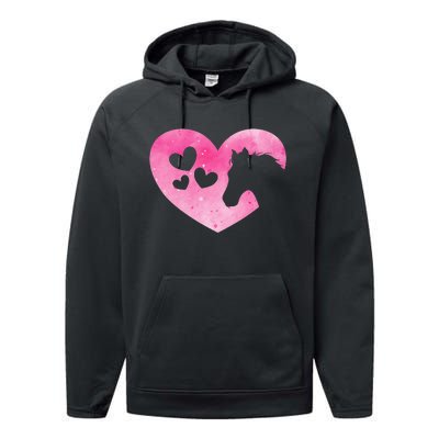 Heart Horseback Riding Cute Horse Lover Performance Fleece Hoodie