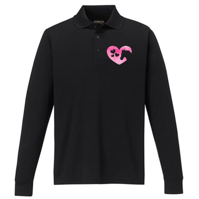 Heart Horseback Riding Cute Horse Lover Performance Long Sleeve Polo