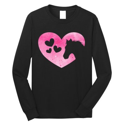 Heart Horseback Riding Cute Horse Lover Long Sleeve Shirt