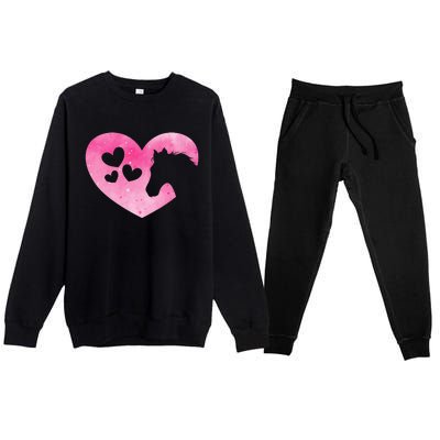 Heart Horseback Riding Cute Horse Lover Premium Crewneck Sweatsuit Set