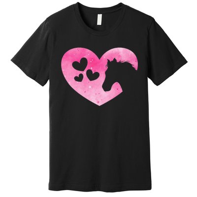 Heart Horseback Riding Cute Horse Lover Premium T-Shirt