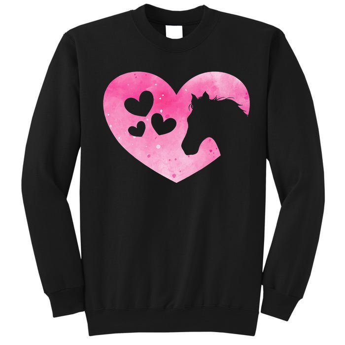 Heart Horseback Riding Cute Horse Lover Tall Sweatshirt