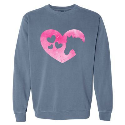 Heart Horseback Riding Cute Horse Lover Garment-Dyed Sweatshirt