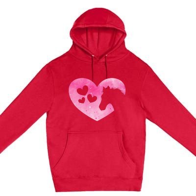 Heart Horseback Riding Cute Horse Lover Premium Pullover Hoodie