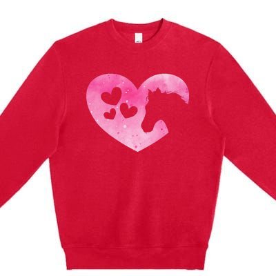 Heart Horseback Riding Cute Horse Lover Premium Crewneck Sweatshirt