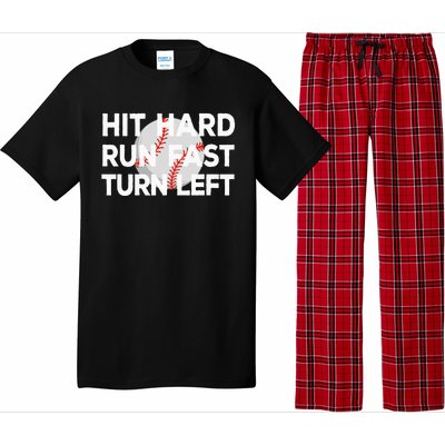 Hit Hard Run Fast Turn Left Baseball Pajama Set