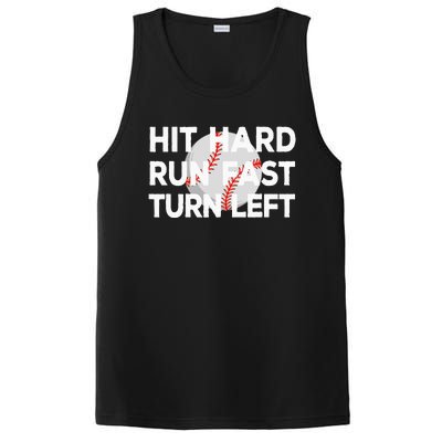 Hit Hard Run Fast Turn Left Baseball PosiCharge Competitor Tank