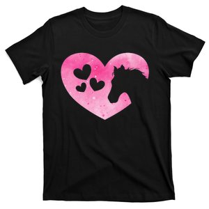 Heart Horseback Riding Cute Horse Lover Pink Horse T-Shirt