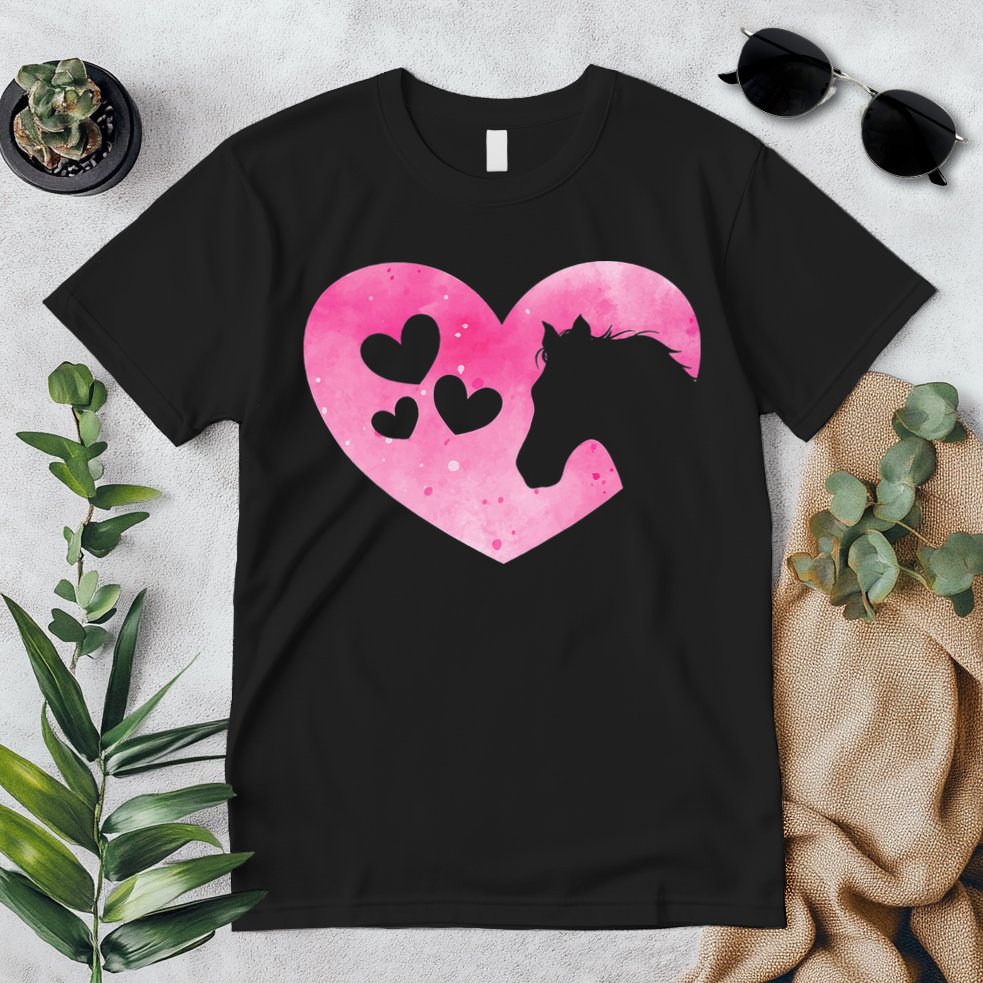 Heart Horseback Riding Cute Horse Lover Pink Horse Premium T-Shirt
