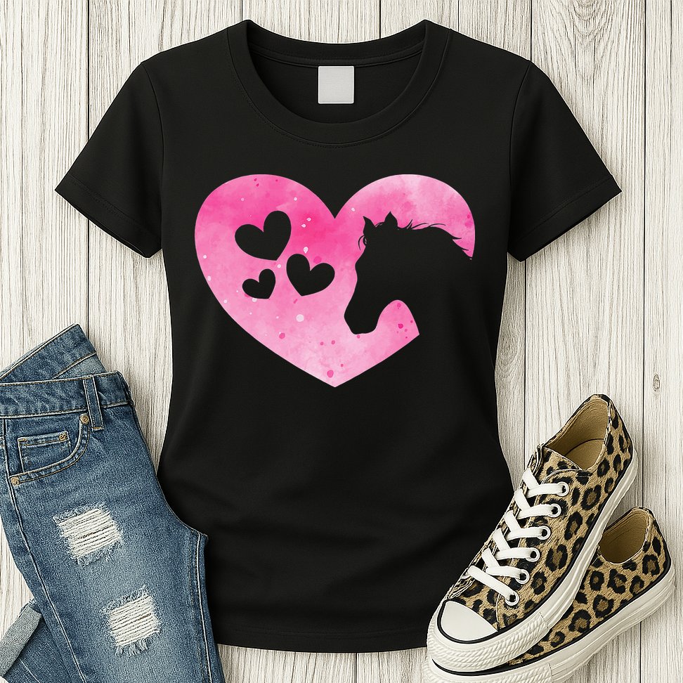 Heart Horseback Riding Cute Horse Lover Pink Horse Womens T-Shirt