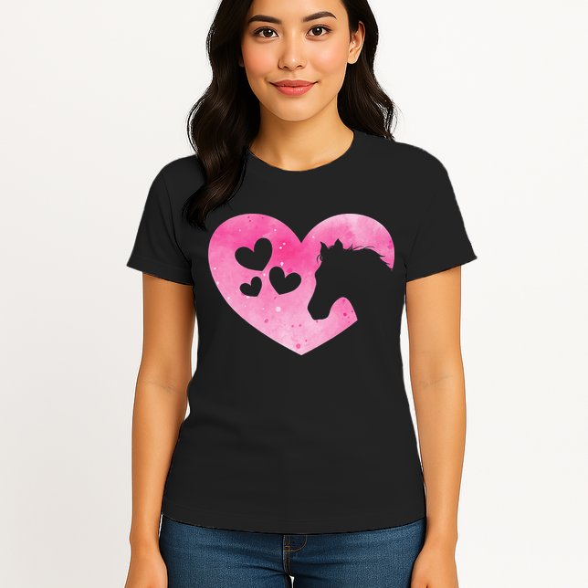 Heart Horseback Riding Cute Horse Lover Pink Horse Womens T-Shirt