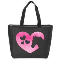 Heart Horseback Riding Cute Horse Lover Pink Horse Zip Tote Bag