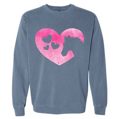 Heart Horseback Riding Cute Horse Lover Pink Horse Garment-Dyed Sweatshirt