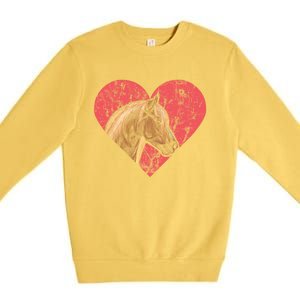 Heart Horse Racing Derby Horse Lovers Jockey Cow Ranchero Cool Gift Premium Crewneck Sweatshirt