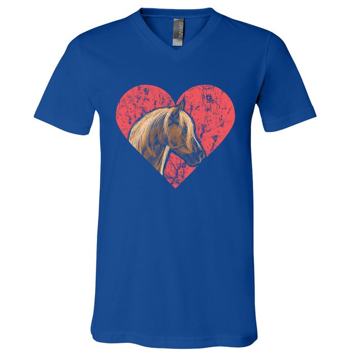 Heart Horse Racing Derby Horse Lovers Jockey Cow Ranchero Cool Gift V-Neck T-Shirt