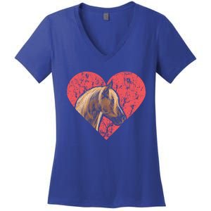 Heart Horse Racing Derby Horse Lovers Jockey Cow Ranchero Cool Gift Women's V-Neck T-Shirt