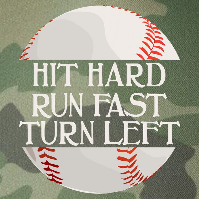 Hit Hard Run Fast Turn Left Funny Baseball Legacy Tie Dye Trucker Hat