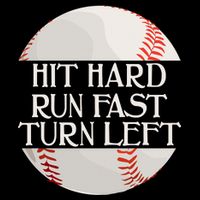 Hit Hard Run Fast Turn Left Funny Baseball Cropped Pullover Crew