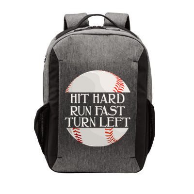 Hit Hard Run Fast Turn Left Funny Baseball Vector Backpack