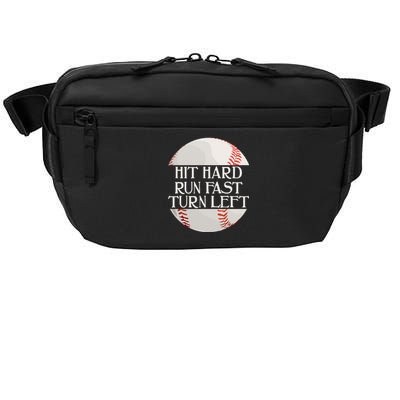 Hit Hard Run Fast Turn Left Funny Baseball Crossbody Pack