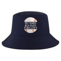 Hit Hard Run Fast Turn Left Funny Baseball Cool Comfort Performance Bucket Hat