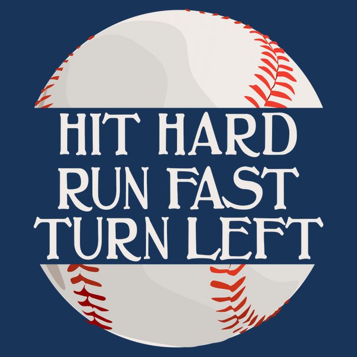 Hit Hard Run Fast Turn Left Funny Baseball 7-Panel Snapback Hat