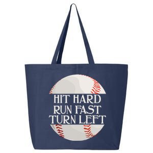 Hit Hard Run Fast Turn Left Funny Baseball 25L Jumbo Tote