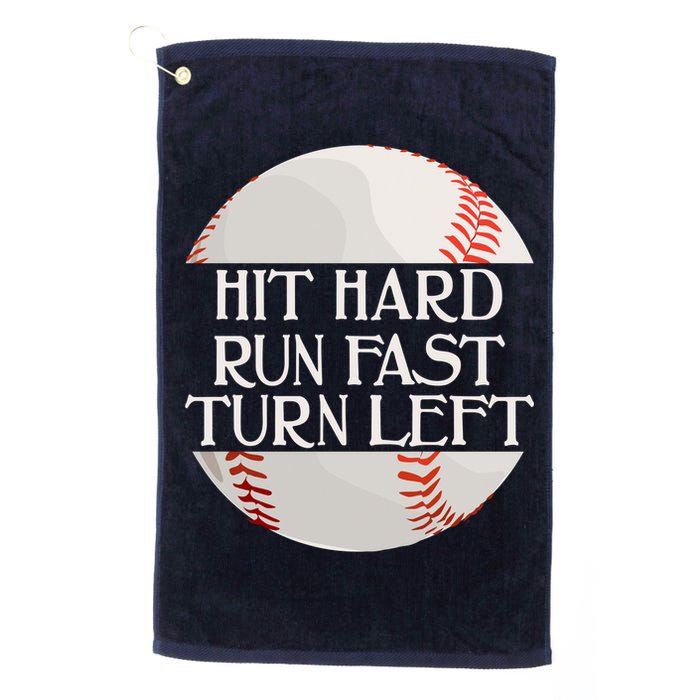 Hit Hard Run Fast Turn Left Funny Baseball Golf Towel