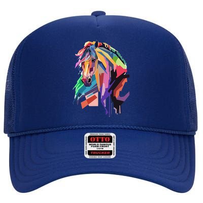 Horse Horseback Riding Equestrian High Crown Mesh Back Trucker Hat