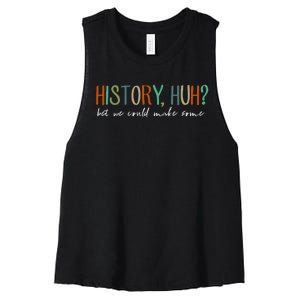 History Huh Red White And Royal Blue Women's Racerback Cropped Tank