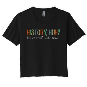 History Huh Red White And Royal Blue Women's Crop Top Tee