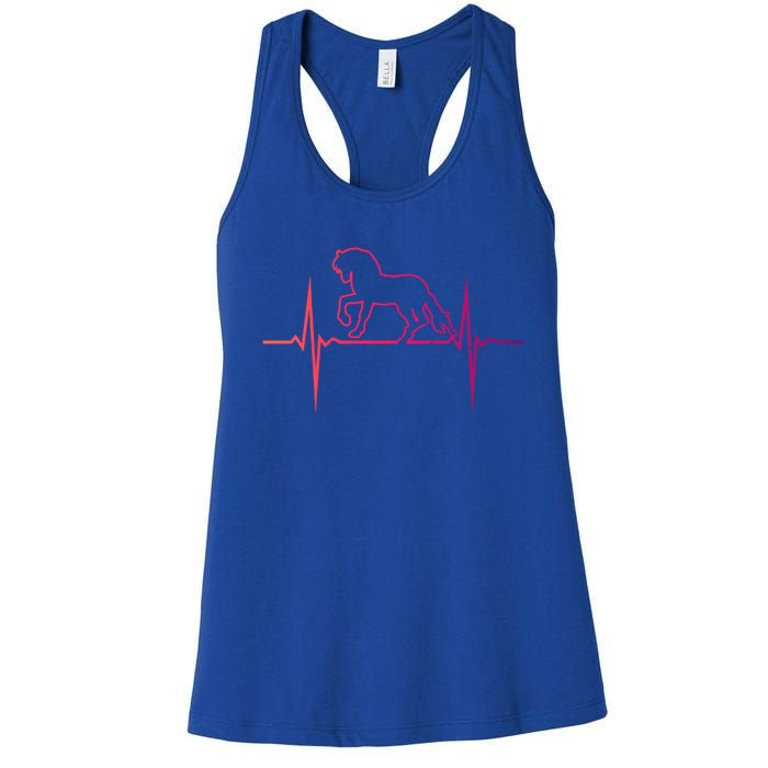 Heartbeat Horse Racing Horse Lovers Jockey Cow Ranchero Gift Women's Racerback Tank