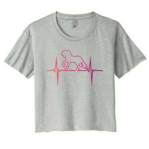 Heartbeat Horse Racing Horse Lovers Jockey Cow Ranchero Gift Women's Crop Top Tee