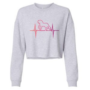 Heartbeat Horse Racing Horse Lovers Jockey Cow Ranchero Gift Cropped Pullover Crew