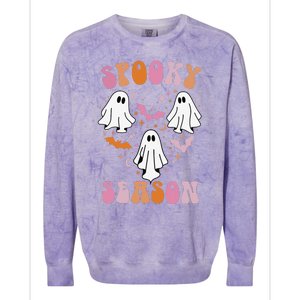 Happy Halloween Retro Groovy Spooky Season Colorblast Crewneck Sweatshirt