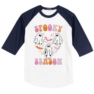 Happy Halloween Retro Groovy Spooky Season Baseball Sleeve Shirt