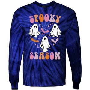 Happy Halloween Retro Groovy Spooky Season Tie-Dye Long Sleeve Shirt